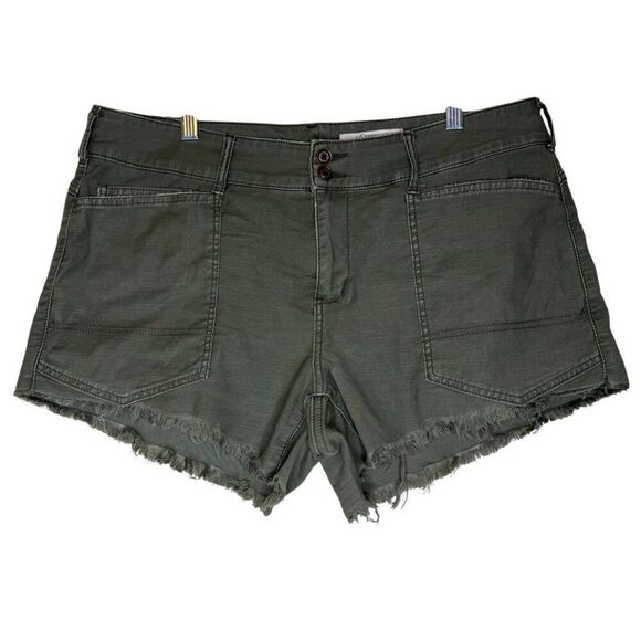 Anthropologie Pilcro & The Letterpress Olive Grn Cut Off Style Shorts Sz 16W - Picture 1 of 12